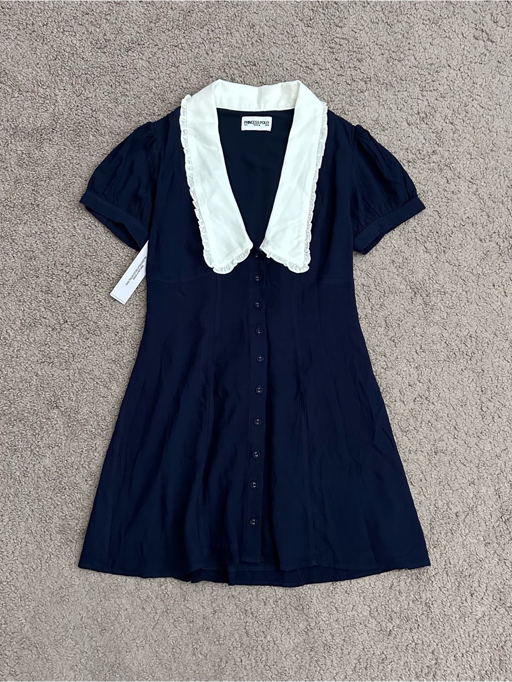 Princess Polly Fabiola Collared Mini Dress Navy Womens 6